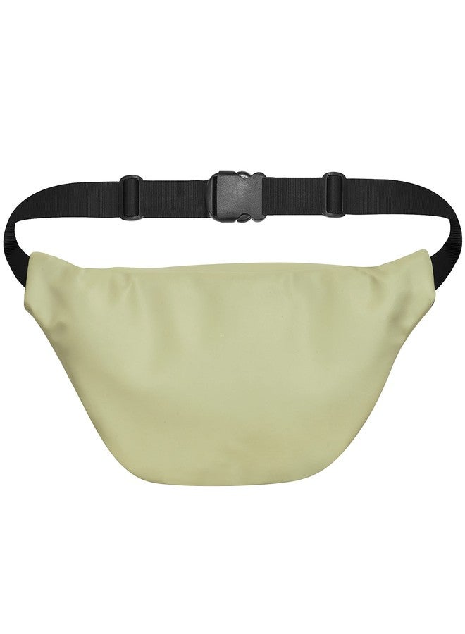Syutm Unisex Premium Leather Waist Pack Slinger Travel Handy Hiking PU Rubber Zip Pouch Elegant Style Document Money Phone Belt Sport Bag for Men and Women Adjustable Strap (Light Green) - Image 3