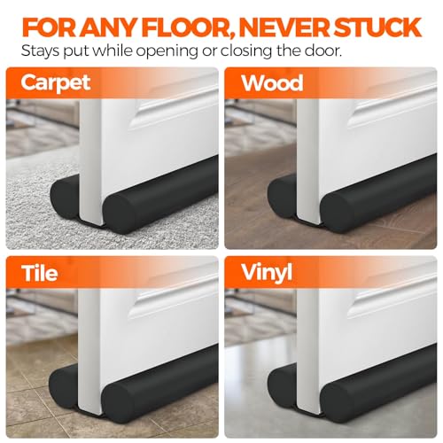 Holikme Door Draft Stopper Weather Stripping Draft Stopper for Bottom of Door Window Breeze Blocker Adjustable Door Sweeps, Black - Image 3