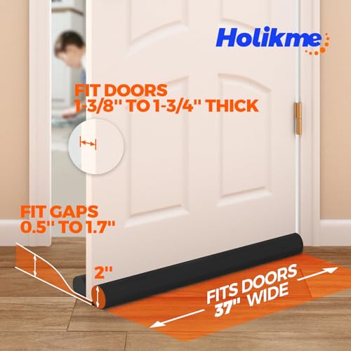 Holikme Door Draft Stopper Weather Stripping Draft Stopper for Bottom of Door Window Breeze Blocker Adjustable Door Sweeps, Black - Image 5