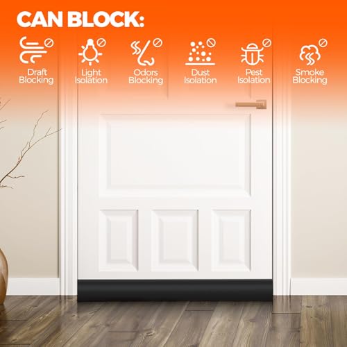 Holikme Door Draft Stopper Weather Stripping Draft Stopper for Bottom of Door Window Breeze Blocker Adjustable Door Sweeps, Black - Image 2