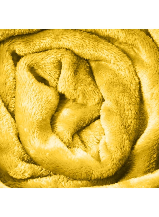 Hotel Linen Klub Double Micro Fleece Flannel Blanket - Ultra-Soft 260 GSM Super Plush Throw Blanket for Ultimate Warmth and Comfort, Size: 200 x 220 cm, Mustard - Image 4