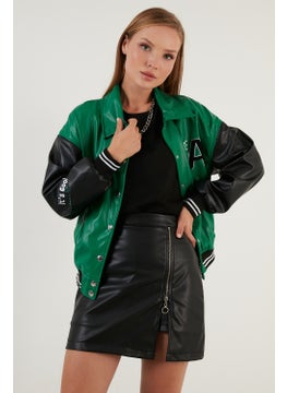 Lela Oversize Pocketed Bomber Leather Coat Women's Leather Coat 6230104  - Image 1