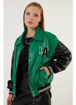 Lela Oversize Pocketed Bomber Leather Coat Women's Leather Coat 6230104  - Image 4