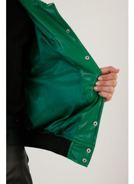 Lela Oversize Pocketed Bomber Leather Coat Women's Leather Coat 6230104  - Image 5