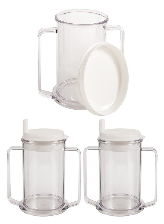 JFRHUDS 3 Pcs Adult Sippy Cup,10oz No-Spill Cup with 2 Handles for Seniors - Image 1