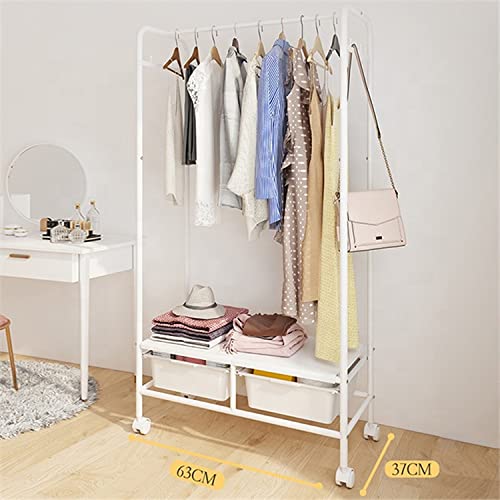 HOME CUBE 1 Pc Wardrobe Rack Organizer for Clothes Shoes and Coats Closet Organizers and Storage Clothing Rack with 2 Shelves Rotating Wheels for Home KitchenBedroomLiving Room White - Image 3