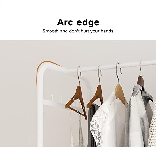 HOME CUBE 1 Pc Wardrobe Rack Organizer for Clothes Shoes and Coats Closet Organizers and Storage Clothing Rack with 2 Shelves Rotating Wheels for Home KitchenBedroomLiving Room White - Image 5