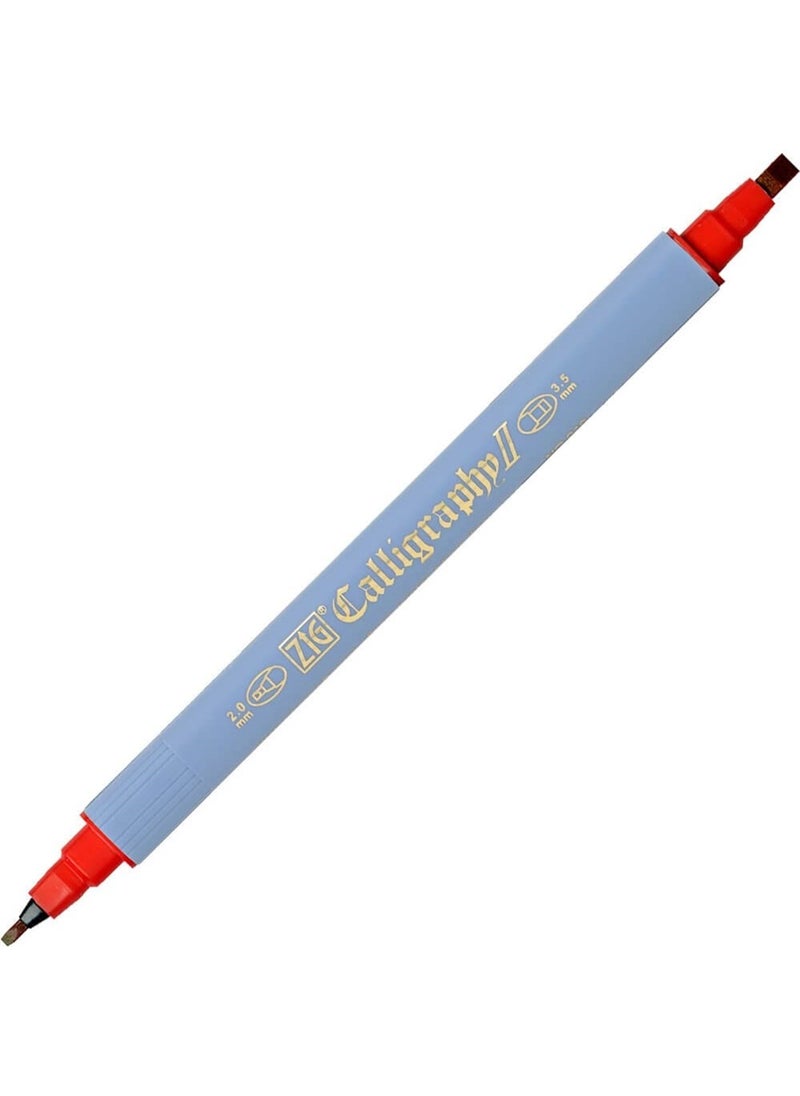 Zig - Calligraphy Pen Double Tip 2 mm + 3.5 mm 022 Red - Image 1
