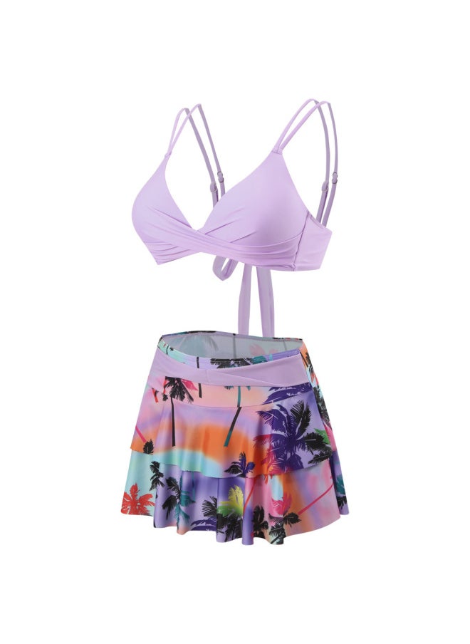 Generic AliExpress European And American Hot Split Fashion Sentimental Skirt Slim Seaside Beach Holiday Swimsuit-Color:Bandage Pink-  - Image 3