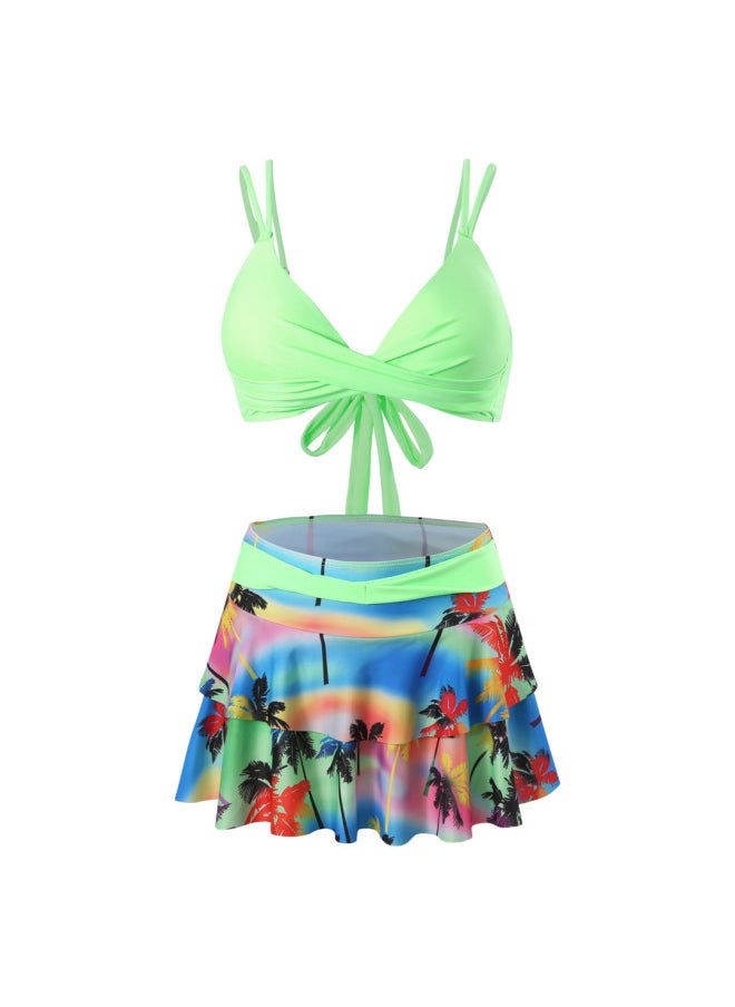 Generic AliExpress European And American Hot Split Fashion Sentimental Skirt Slim Seaside Beach Holiday Swimsuit-Color:Bandage Pink-  - Image 5