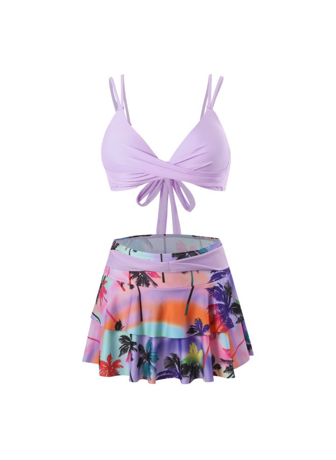 Generic AliExpress European And American Hot Split Fashion Sentimental Skirt Slim Seaside Beach Holiday Swimsuit-Color:Bandage Pink-  - Image 2