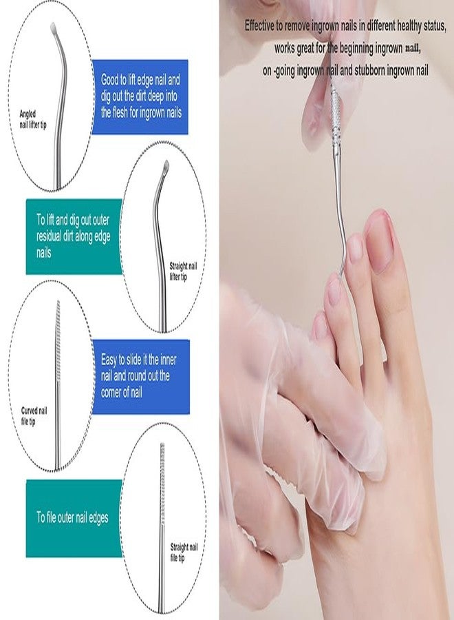 jeoga® Professional Stainless Steel Nail Pusher & Cuticle Remover | 2-in-1 Dual-End Manicure Tool for Dead Skin & Ingrown Toenail Removal | Durable Rust-Free Grooming Kit (Pack of 2) - Image 4