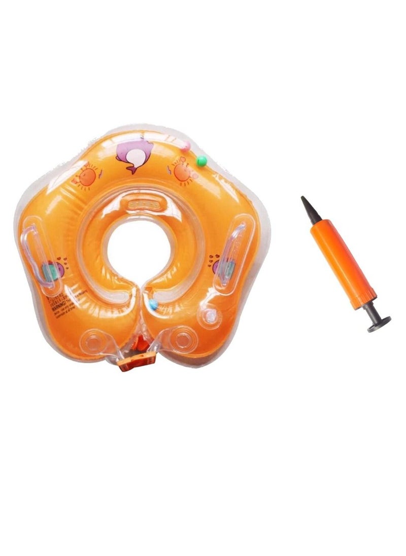 بيكابو Pikkaboo-Iswimsafe عوامة عنق للرضع برتقالي مع نافخة  - Image 1