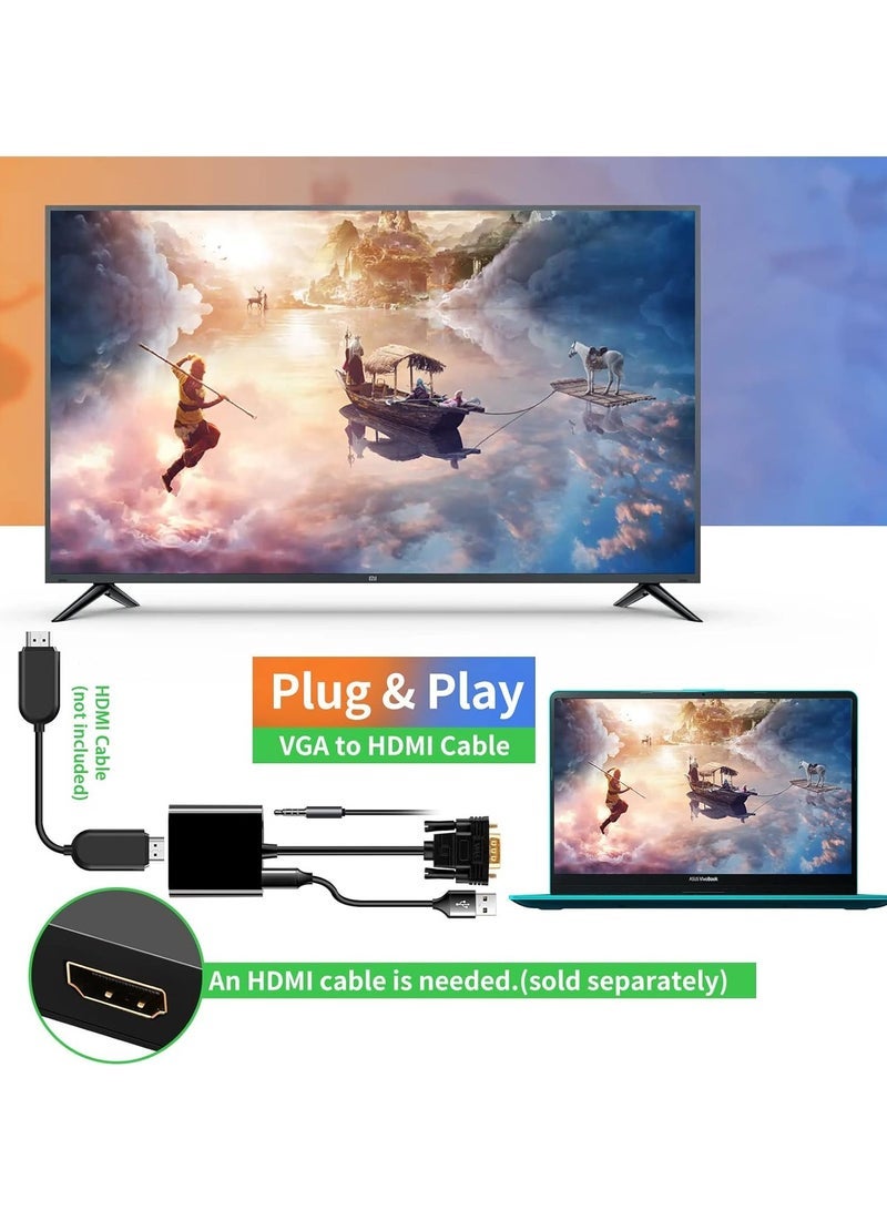 Gravity VGA to HDMI Adapter â€“ 1080P VGA Male to HDMI Female Converter for Computer, Desktop, Laptop, PC, Monitor, Projector, HDTV â€“ High-Quality Video and Audio Output - Image 4