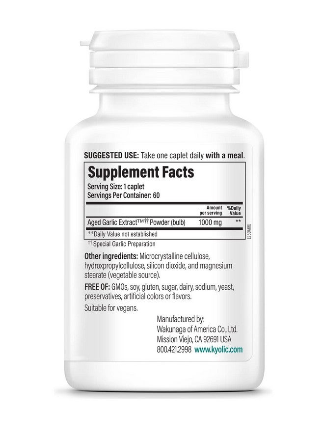 Kyolic Aged Garlic Extract Formula 250, Cardiovascular Health, One Per Day, 60 Vegan Capsules (Packaging May Vary) - Image 3