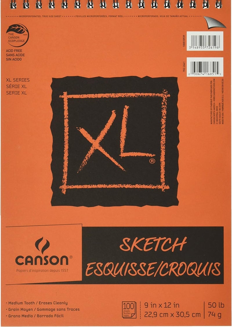 Canson XL 9 x 12 Inches Sketch Sheet Pad Top Wire Binding C7022441 - Image 1