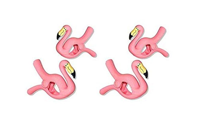 C&H Solutions 2 Pack Set Pair of Flamingo Beach Towel Clips Jumbo Size for Beach Chair, Cruise Beach Patio, Pool Accessories, Household Close Snacks Clip, Baby Stroller. - Image 1