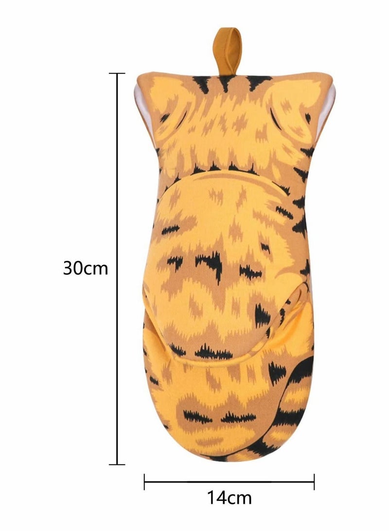 NIBEMINENT Oven Mitts, Heat Resistant Gloves, Kitten Cat Paw Design, Thick Cotton Lining, Cooking Baking Potholder for Microwave Gloves BBQ Grilling Kitchen Tool Home Decor (Cat)  - Image 5