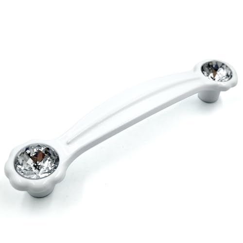 JETLAND Cabinet Drawer Crystal Pulls 4Pack White with Clear Glass 4 Hole Centers Shining Daisy Cabinet Handles for Dresser Nightstand Furniture PW6738WW102 - Image 1