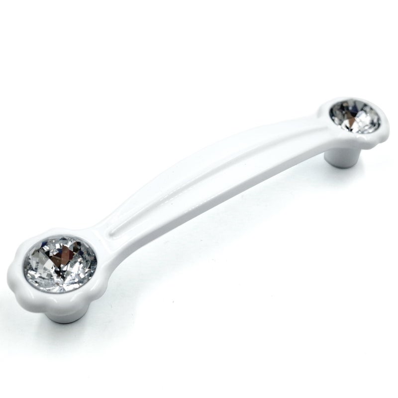 JETLAND Cabinet Drawer Crystal Pulls 4Pack White with Clear Glass 4 Hole Centers Shining Daisy Cabinet Handles for Dresser Nightstand Furniture PW6738WW102 - Image 2