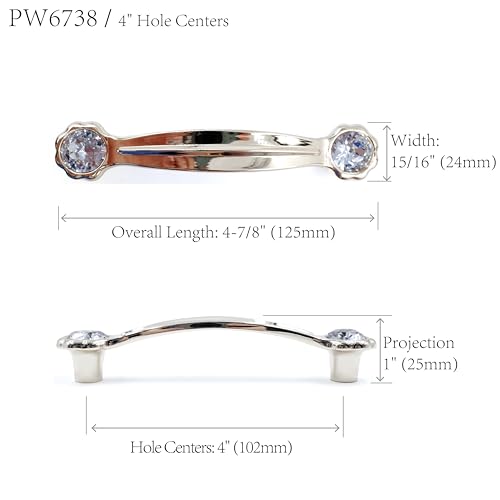 JETLAND Cabinet Drawer Crystal Pulls 4Pack White with Clear Glass 4 Hole Centers Shining Daisy Cabinet Handles for Dresser Nightstand Furniture PW6738WW102 - Image 3