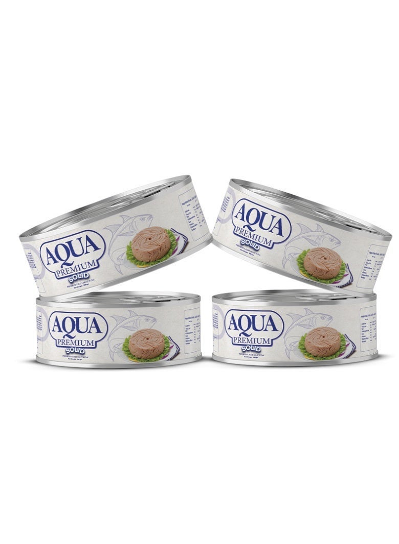 AQUA PREMIUM Solid Tuna Light Meat easy open 160grams Pack of 4 - Image 1