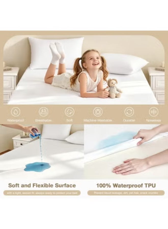 Waterproof Mattress Protector, Breathable Non-Slip Fitted Bed Cover, 100 x 200 cm - Image 3