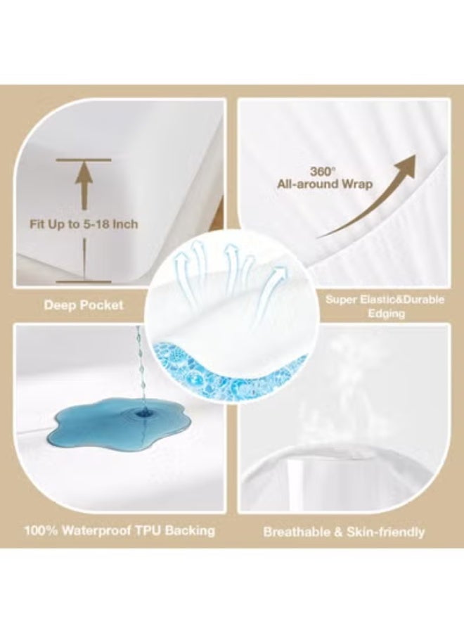 Waterproof Mattress Protector, Breathable Non-Slip Fitted Bed Cover, 100 x 200 cm - Image 4