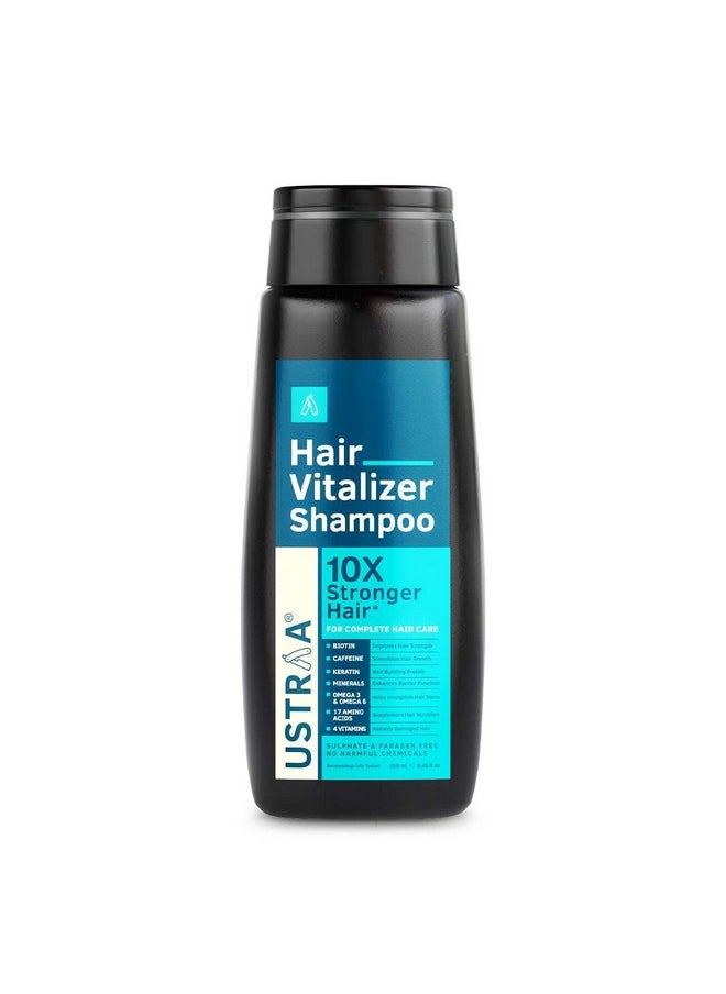 Ustraa - Hair Vitalizer Shampoo - 250Ml - Dermatologically Tested, With Biotin, Caffeine, Omega 3 & Omega 6, 10X Stronger Hair, Helps In Hair Growth, Reduces Hairfall - Image 1