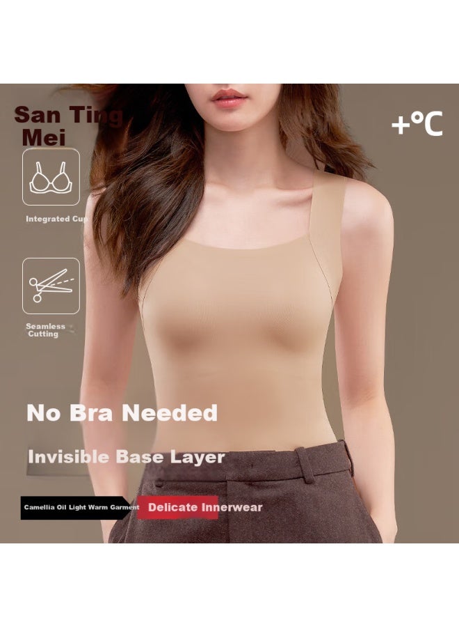 Gracewell Seamless Foundation Liquid Warm Vest Women's Innerwear With Chest Pad Bra-free Base Skin-enhancing Top - Image 1