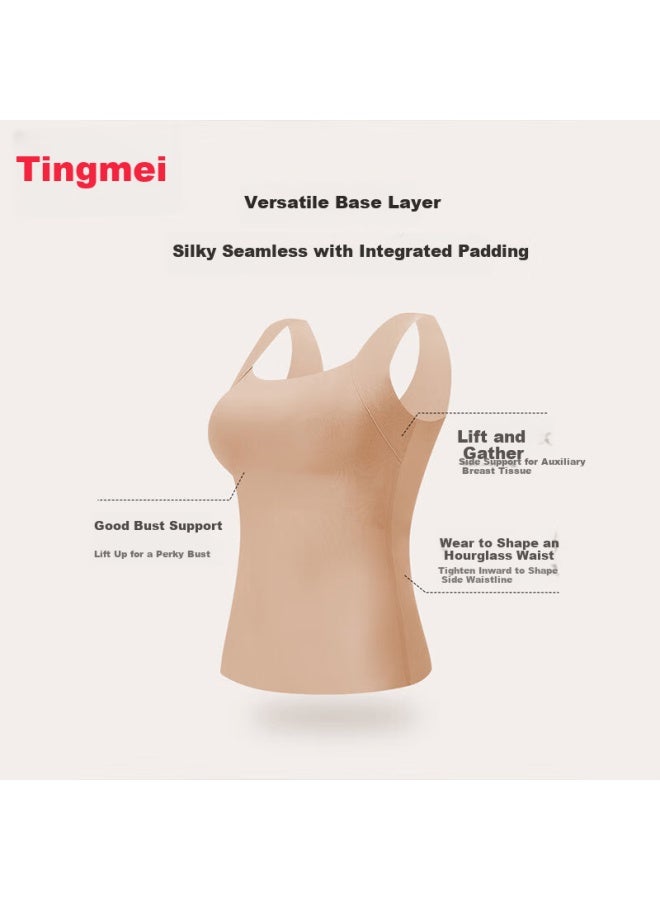 Gracewell Seamless Foundation Liquid Warm Vest Women's Innerwear With Chest Pad Bra-free Base Skin-enhancing Top - Image 2
