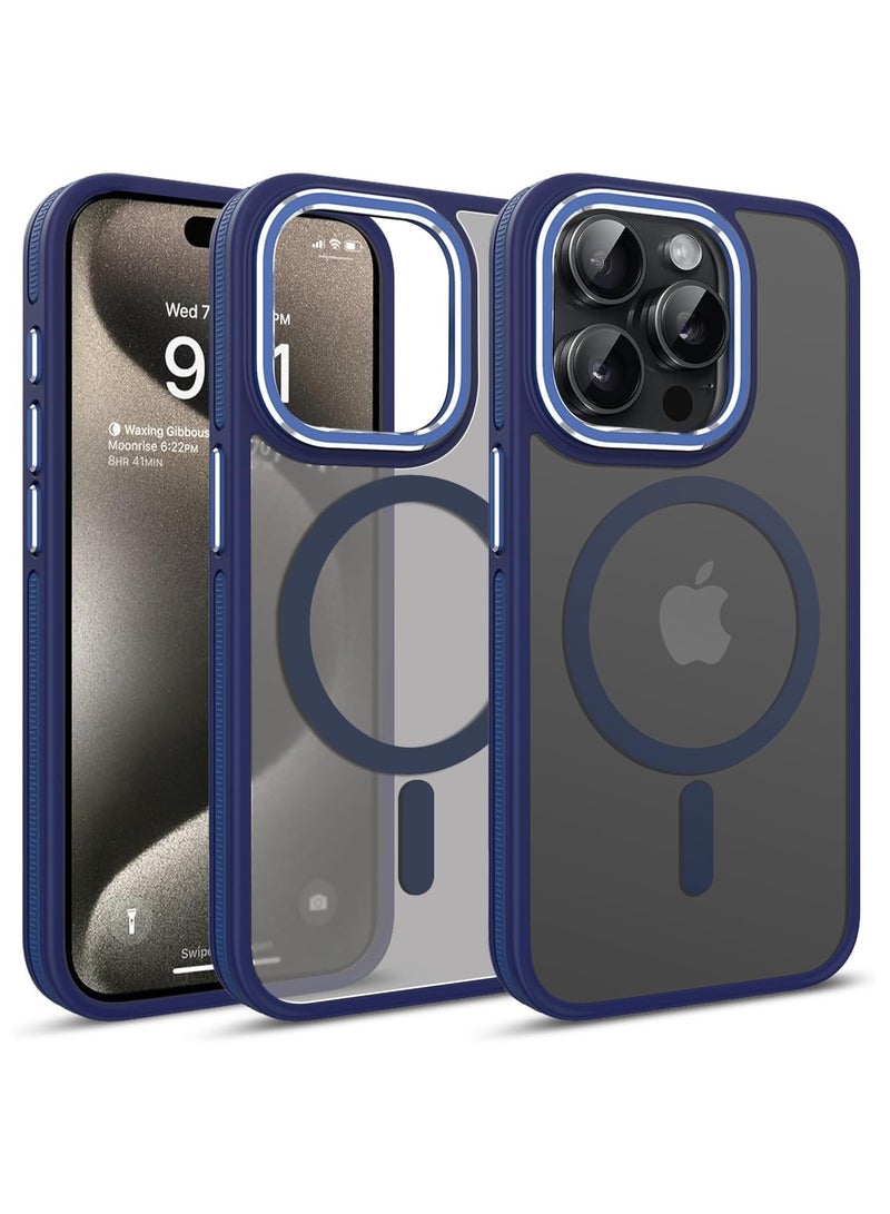 Magnetic Case Compatible with MagSafe Translucent Matte Shockproof Women Men Girl Protective Case Cover for iPhone 12 Pro Max 6.7 (Blue)  - Image 1