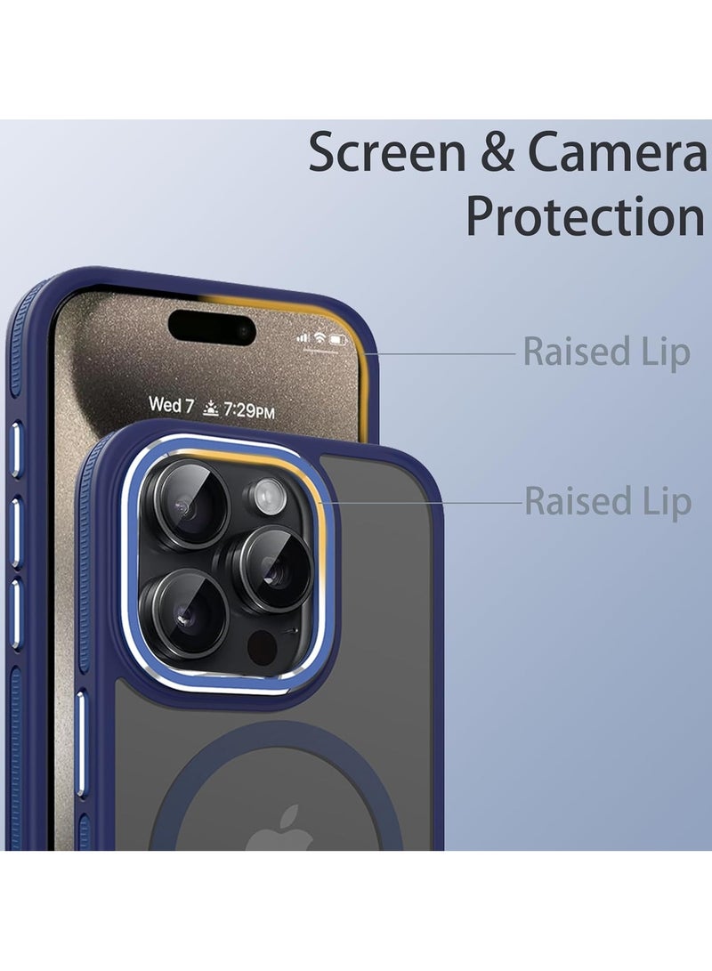 Magnetic Case Compatible with MagSafe Translucent Matte Shockproof Women Men Girl Protective Case Cover for iPhone 12 Pro Max 6.7 (Blue)  - Image 3