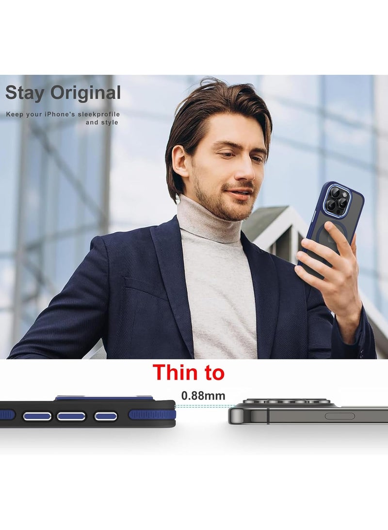 Magnetic Case Compatible with MagSafe Translucent Matte Shockproof Women Men Girl Protective Case Cover for iPhone 12 Pro Max 6.7 (Blue)  - Image 5