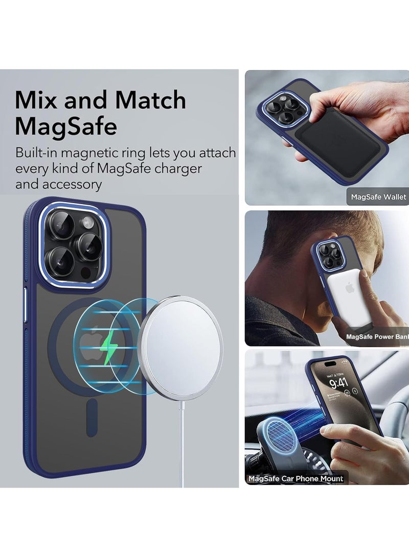 Magnetic Case Compatible with MagSafe Translucent Matte Shockproof Women Men Girl Protective Case Cover for iPhone 12 Pro Max 6.7 (Blue)  - Image 4