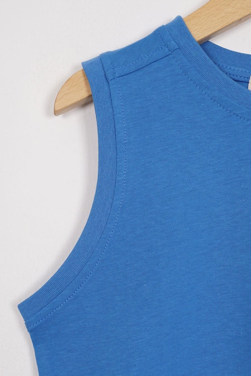 Zepkids Sport Wear Embroidered Indigo Color Boy's Capri Set  - Image 1