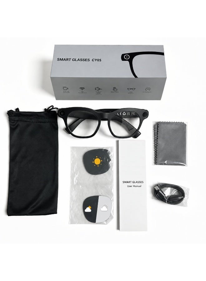 AI Smart Camera Glasses, 800MP HD Hands‑Free Video Recording, 140‑Language Real‑Time Instant Translation, Bluetooth Wireless Call, AI Voice Assistant, Open‑Ear Audio Smart Eyewear for Travel, Business, Daily Vlog‑Recording - Image 1