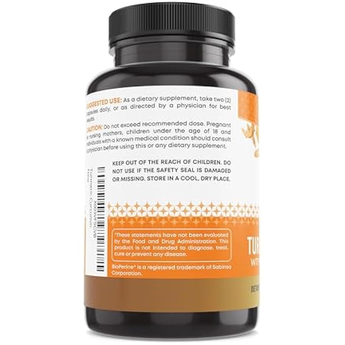 Ancient Bliss Turmeric Curcumin with Ginger & Bioperine, Turmeric Curcumin with Black Pepper & Raw Ginger Root Powder Capsule Supplement by Ancient Bliss (120 Capsules) - Image 4