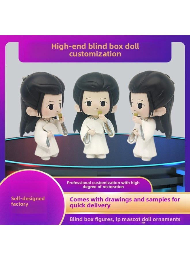 Generic - White Rocking Fan Tea Movie Doll PVC Blind Box Custom Handmade Animation Resin Doll Handmade Blind Box Custom-Color:White Rocking Fan Tea-Height:Customized - Image 1