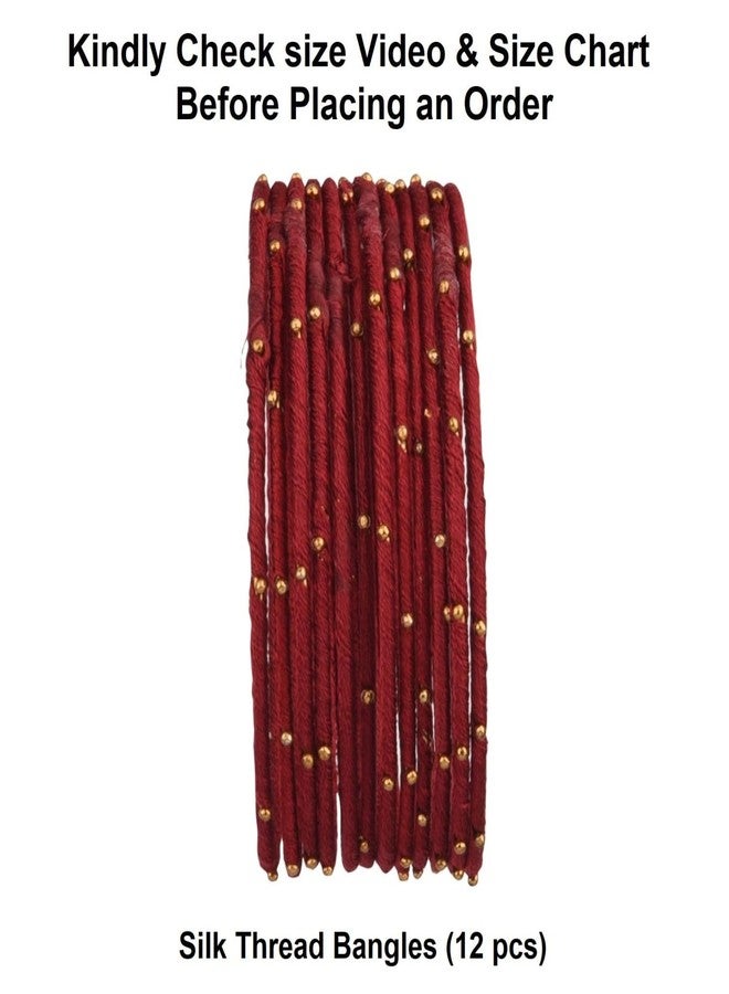 Efulgenz Indian Silk Thread Maroon Bangle Wedding Bollywood Bracelet, 2-10 - Image 5