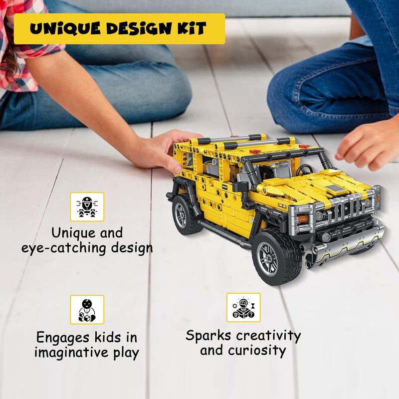 FUNFY FYLGBB01 1010 Pcs 2-in-1 Pull Back Car and Transformer Building Blocks Toy | Yellow | ABS Plastic | This Deformation Car become Transfomer Figure is Perfet for Giftings | Action Figure - Image 3