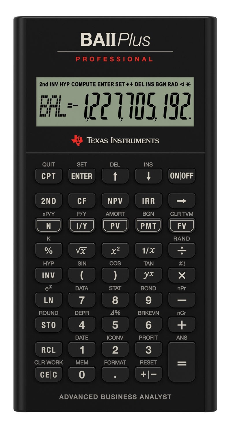 TEXAS INSTRUMENTS Texas Instruments BA II Plus Professional Financial Calculator Silver 9.8 Inch  - Image 1