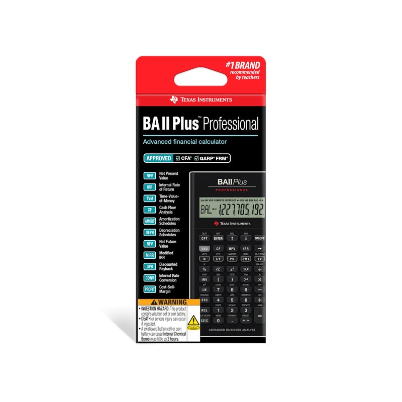 TEXAS INSTRUMENTS Texas Instruments BA II Plus Professional Financial Calculator Silver 9.8 Inch  - Image 2
