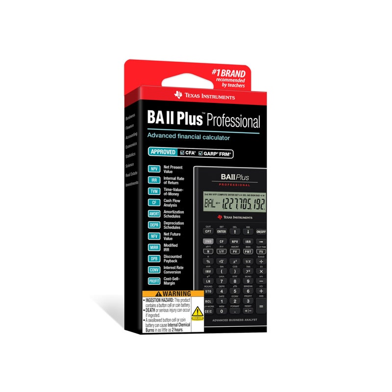 TEXAS INSTRUMENTS Texas Instruments BA II Plus Professional Financial Calculator Silver 9.8 Inch  - Image 4