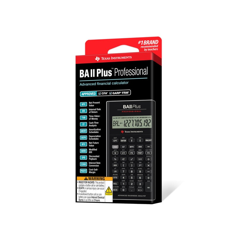 TEXAS INSTRUMENTS Texas Instruments BA II Plus Professional Financial Calculator Silver 9.8 Inch  - Image 5
