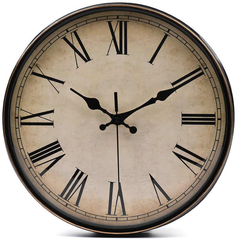 Yesland 11 Wall Clock Silent Non Ticking Quality Quartz Retro Design with Roman Numerals Easy to Read for Home Office School Clock Brown