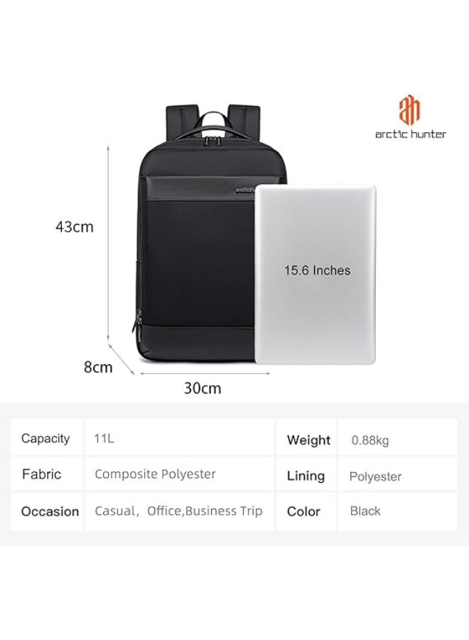 أركتيك هانتر حقيبة ظهر Arctic Hunter Slim للكمبيوتر المحمول للرجال، حقيبة ظهر للأعمال مقاس 15.6 بوصة، حقيبة ظهر للأعمال بسعة تصل إلى 11 لترًا، مع جيب لجهاز iPad مقاس 10.9 بوصة، حقيبة ظهر مقاومة للماء للاستخدام اليومي - Image 2