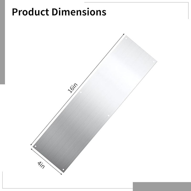 Stainless Steel Door Kick Plate 16x4 Inch 2 Pieces With 12 Screws Prevents Wear - Image 3