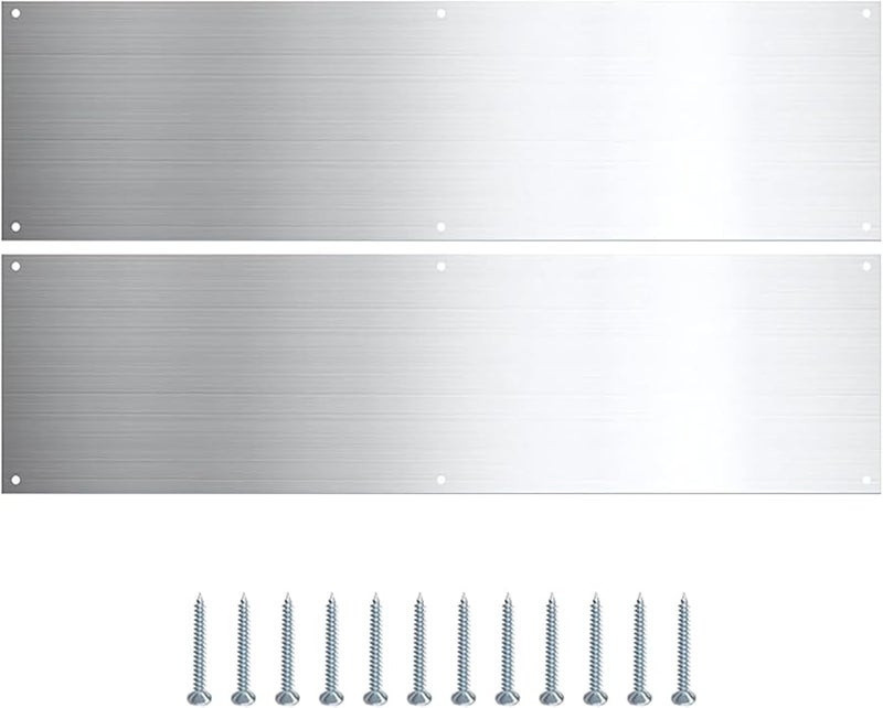 Stainless Steel Door Kick Plate 16x4 Inch 2 Pieces With 12 Screws Prevents Wear - Image 2