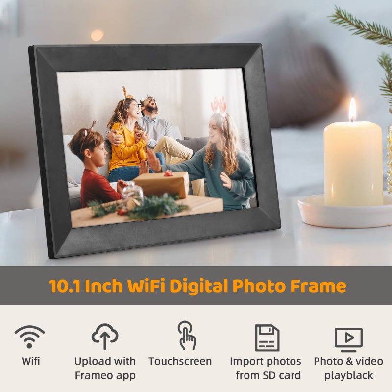 10.1 Inch WiFi Digital Photo Frame Built-in 16GB Memory Smart Digital Picture Frame LCD Touch Panel Auto Rotation APP Sharing Birthday Festival Christmas Gift for Family Friends - Image 2